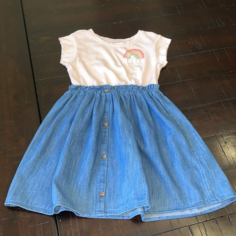 Girl 5T, 5 dress bundle, 4th of July denim floral - Picture 6 of 13